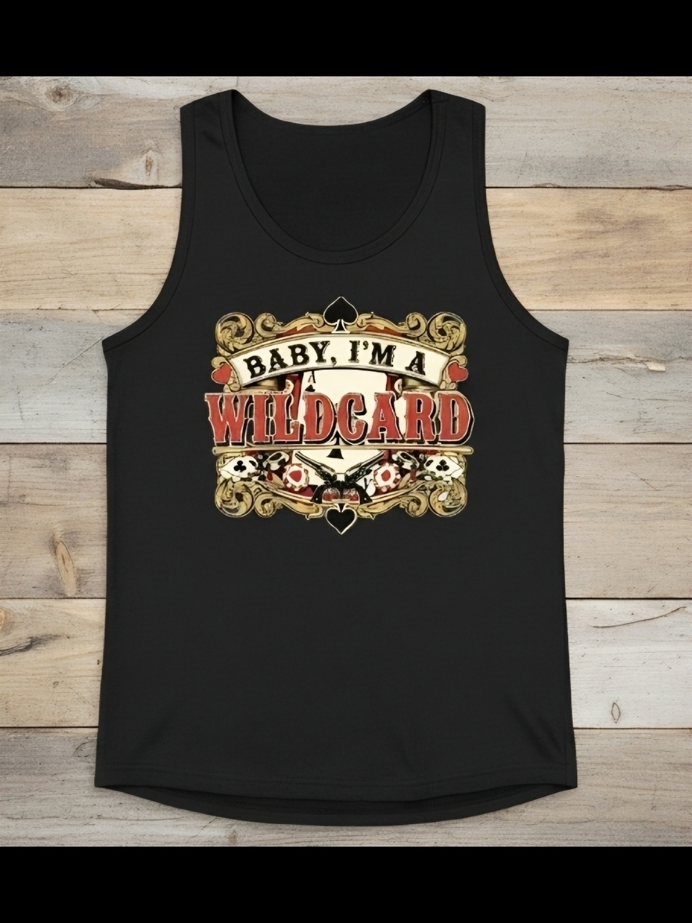 Baby I’m A Wildcard Tank Top • Western Saloon Graphic • Poker Country Concert - Picture 4 of 10